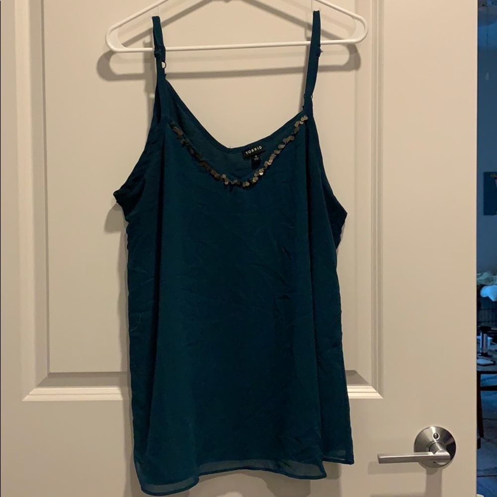 Dark green embellished torrid tank top